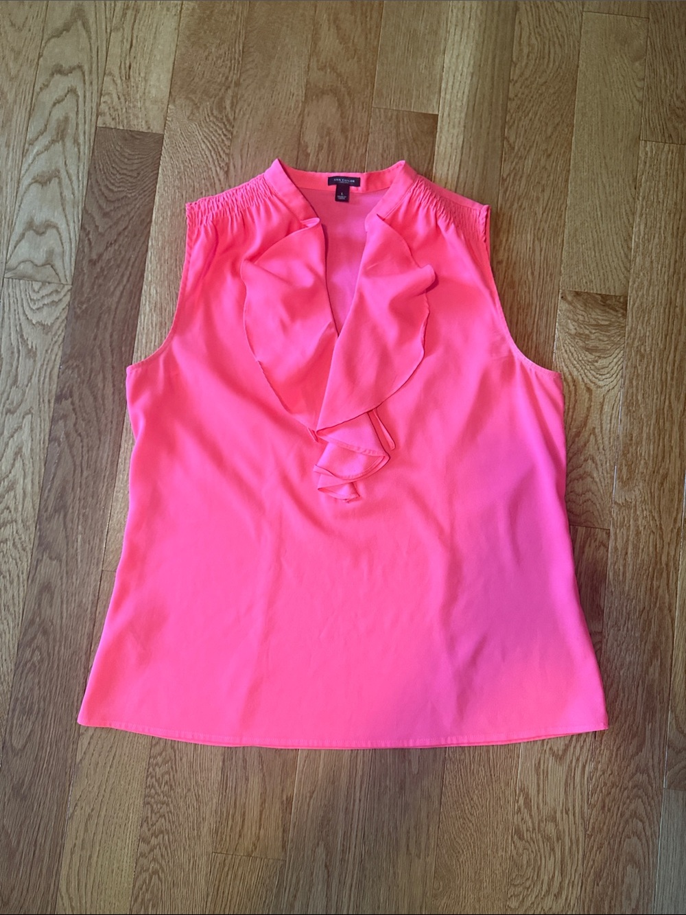 Ann Taylor Pink Sleeveless Ruffle Neck Camisole
